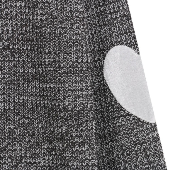 NWOT heather grey sweater with heart elbow patches - Picture 4 of 6